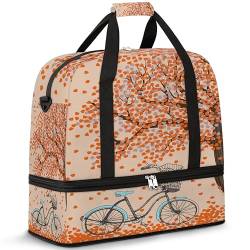 Herbst Fahrrad Baum Reise Duffle Bag für Damen Herren Herbst Design Wochenende Übernachtung Taschen Faltbar Nass Getrennt 47L Tragetasche für Sport Gym Yoga, farbe, 47 L, Taschen-Organizer von WowPrint