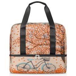 Herbst Fahrrad Baum Sport Duffle Bag für Damen Herren Jungen Kirls Herbst Design Wochenende Übernachtung Taschen Nass Getrennt 21L Tragetasche für Reisen Gym Yoga, farbe, 21L, Taschen-Organizer von WowPrint