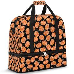 Herbst Kürbis Reise Duffle Bag für Damen Herren Herbst Kürbis Wochenende Übernachtung Taschen Faltbare Nass Getrennt 47L Tragetasche für Sport Gym Yoga, farbe, 47 L, Taschen-Organizer von WowPrint