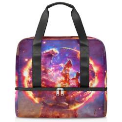 Hot Sun On Galaxy Nebula Sporttasche für Damen Herren Jungen Kirls Galaxy Wochenende Übernachtungstaschen nass getrennt 21L Tragetasche für Reisen Gym Yoga, farbe, 21L, Taschen-Organizer von WowPrint