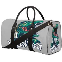 Hungry Dinosaurier-Reisetasche für Damen, Herren, Mädchen, Jungen, Dinosaurier-Design, Wochenende, Übernachtung, 22,7 l, Tragetasche, Kabinengepäcktasche für Sport, Fitnessstudio, Yoga, farbe, 22.7 L, von WowPrint