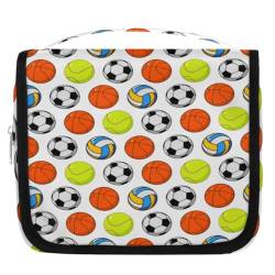 Kulturbeutel für Basketball, Fußball, Tennis, Volleyball, Reisen, Kulturbeutel für Damen, Herren, Kinder, Mädchen, Jungen, Sportball, Make-up, Kosmetiktasche, hängende Kulturbeutel, Toilettenartikel, von WowPrint