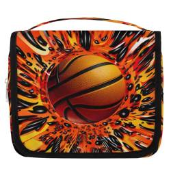 Kulturbeutel für Damen, Herren, Kinder, Mädchen, Jungen, 3D-Basketball, Sport, Ball, Reise-Kulturbeutel, Make-up-Kosmetiktasche, hängende Kulturbeutel, Toilettenartikel, Organizer, Duschtasche, farbe, von WowPrint