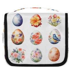 Kulturbeutel mit Aquarell-Blume, Ostereier, Reise-Kulturbeutel für Damen, Herren, Kinder, Mädchen, Jungen, Make-up-Kosmetiktasche, hängende Kulturbeutel, Kulturbeutel, Organizer, Duschtasche, farbe, von WowPrint