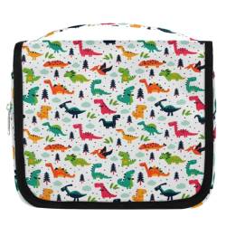 Kulturbeutel mit Cartoon-Wildtier-Dinosaurier-Motiv, für Damen, Herren, Kinder, Mädchen, Jungen, lustige Dinosaurier-Make-up-Kosmetiktasche, hängende Kulturbeutel, Toilettenartikel, Organizer, von WowPrint