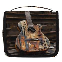 Kulturbeutel mit Vintage-Musik-Gitarre, Reise-Kulturbeutel für Damen, Herren, Kinder, Mädchen, Jungen, Make-up-Kosmetiktasche, hängende Kulturbeutel, Kulturbeutel, Organizer, Duschtasche, farbe, 4.5 von WowPrint