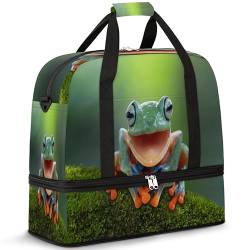 Laughing Tree Frog Travel Duffle Bag for Women Men Frog Weekend Overnight Bags Foldable Wet Separated 47L Tote Bag for Sports Gym Yoga, farbe, 47 L, Taschen-Organizer von WowPrint