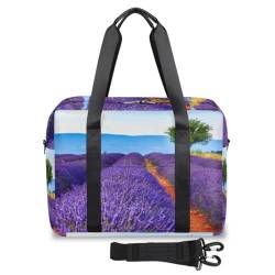 Lavender Field Sommer-Reisetasche für Damen und Herren, Wochenende, Übernachtungstasche, 32 l, große Reisetasche, Kabinentasche für Sport, Fitnessstudio, Yoga, farbe, (32L) UK, Taschen-Organizer von WowPrint