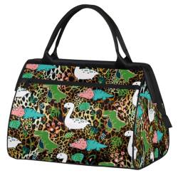 Leopard Reisetasche für Damen Herren Kinder Mädchen Cartoon Dinosa Leopard Wochenende Übernachtung Taschen 24 L Reisetasche Tragetasche für Sport Gym Yoga, farbe, (24L) UK, Taschen-Organizer von WowPrint