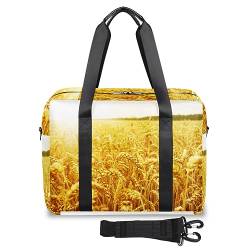 Morning Sun Field of Wheat Reisetasche für Damen und Herren, gelb, Weizen, Wochenende, Übernachtungstaschen, 32 l, große Reisetasche, Tragetasche für Sport, Fitnessstudio, Yoga, farbe, 32 L, von WowPrint