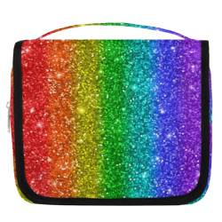 Reise-Kulturbeutel in Regenbogenfarben, bunt gestreift, für Damen, Herren, Kinder, Mädchen, Jungen, Regenbogen-Make-up-Kosmetiktasche, hängende Kulturbeutel, Kulturbeutel, Organizer, Duschtasche, von WowPrint