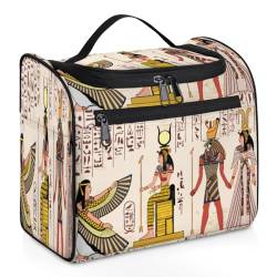 Reise-Make-up-Tasche mit ägyptischen Hieroglyphen, Götter, für Damen, Herren, Kinder, Mädchen, Jungen, ägyptische Kosmetiktasche, 11,2 l, Kulturbeutel, Kulturbeutel, Duschtasche, farbe, 11.2L, von WowPrint