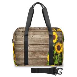 Reisetasche aus Holz, Motiv: Herbst-Sonnenblume, für Damen und Herren, Wochenende, Übernachtung, 32 l, große Reisetasche, Kabinentasche für Sport, Fitnessstudio, Yoga, farbe, (32L) UK, von WowPrint