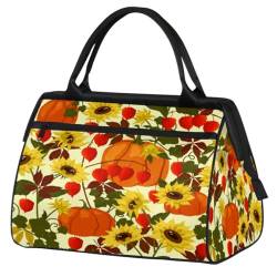 Reisetasche für Damen, Herren, Kinder, Mädchen, Herbst-Sonnenblumen-Blätter, Kürbisse, Wochenend-Übernachtungstaschen, 24 l, Reisetasche, Tragetasche für Sport, Fitnessstudio, Yoga, farbe, (24L) UK, von WowPrint