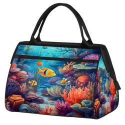 Reisetasche für Damen, Herren, Kinder, Mädchen, Ozean-U-Boot-Welt-Muster, Wochenend-Übernachtungstaschen, 24 l, Reisetasche, Tragetasche für Sport, Fitnessstudio, Yoga, farbe, (24L) UK, von WowPrint