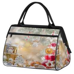 Reisetasche für Damen, Herren, Kinder, Mädchen, niedliches Happy Christmas, Wochenende, Übernachtungstaschen, 24 l, Tragetasche für Sport, Fitnessstudio, Yoga, farbe, (24L) UK, Taschen-Organizer von WowPrint