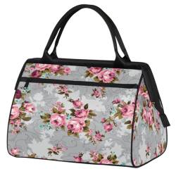 Reisetasche mit Blumenmuster, Vintage-Druck, für Damen, Herren, Kinder, Mädchen, Wochenende, Übernachtungstaschen, 24 l, Tragetasche für Sport, Fitnessstudio, Yoga, farbe, (24L) UK, Taschen-Organizer von WowPrint