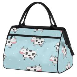 Reisetasche mit Cartoon-Kühen für Damen, Herren, Kinder, Mädchen, lustige Kühe, Wochenende, Übernachtungstaschen, 24 l, Reisetasche für Sport, Fitnessstudio, Yoga, farbe, (24L) UK, Taschen-Organizer von WowPrint