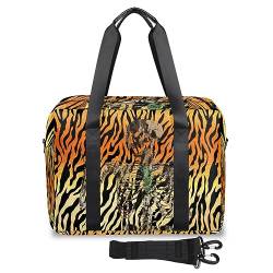 Reisetasche mit Totenkopf-Tiger, für Damen und Herren, Totenkopf-Druck, Wochenend-Übernachtungstaschen, 32 l, große Reisetasche, Tragetasche für Sport, Fitnessstudio, Yoga, farbe, 32 L, von WowPrint