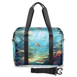 Sea Fish Coral U-Boot-Weltreise-Tasche für Damen und Herren, Wochenende, Übernachtungstasche, 32 l, große Reisetasche, Kabinentasche für Sport, Fitnessstudio, Yoga, farbe, (32L) UK, Taschen-Organizer von WowPrint