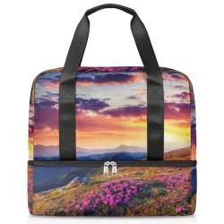 Sommer Blume Berg Landschaft Sport Duffle Bag für Damen Herren Jungen Kirls Wochenende Übernachtung Taschen Nass Getrennt 21L Tragetasche für Reisen Gym Yoga, farbe, 21L, Taschen-Organizer von WowPrint