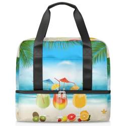 Sommer Cocktails Früchte Sport Duffle Bag für Damen Herren Jungen Kirls Tropische Früchte Wochenende Übernachtung Taschen nass getrennt 21L Tragetasche für Reisen Gym Yoga, farbe, 21L, von WowPrint