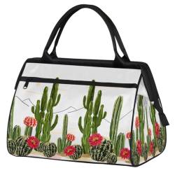 Sommer-Kaktu-Blumen, Reisetasche, für Damen, Herren, Kinder, Mädchen, Kaktus, Wochenende, Übernachtungstaschen, 24 l, Reisetasche, Tragetasche für Sport, Fitnessstudio, Yoga, farbe, (24L) UK, von WowPrint