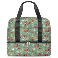 Sommer Kirsche Blume Sport Duffle Bag für Damen Herren Jungen Kirls Süße Kirsche Obst Wochenende Übernachtung Taschen Nass Getrennt 21L Tragetasche für Reisen Gym Yoga, farbe, 21L, Taschen-Organizer von WowPrint