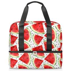 Sommer Wassermelone Sport Duffle Bag für Damen Herren Jungen Kirls Obst Wassermelone Wochenende Übernachtung Taschen Nass Getrennt 21L Tragetasche für Reisen Gym Yoga, farbe, 21L, Taschen-Organizer von WowPrint