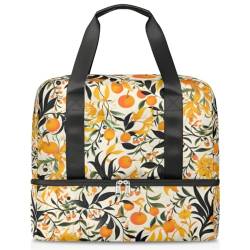 Sport Duffle Bag für Damen Herren Jungen Kirls, Blume Obst Zitrone Orange 21L Wochenende Übernachtung Taschen Nass Getrennte Tragetasche für Reisen Gym Yoga, farbe, 21L, Taschen-Organizer von WowPrint