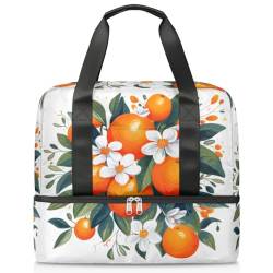 Sport Duffle Bag für Damen Herren Jungen Kirls, Obst Blume Orange Wochenende Übernachtung Taschen Nass Getrennt 21L Tragetasche für Reisen Gym Yoga, farbe, 21L, Taschen-Organizer von WowPrint