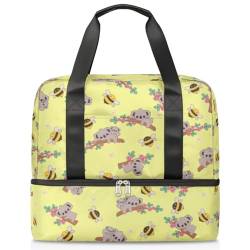 Sport Duffle Bag für Damen Herren Jungen Kirls, süße Blume Biene Koalas 21L Wochenende Übernachtung Taschen Nass Getrennte Tragetasche für Reisen Gym Yoga, farbe, 21L, Taschen-Organizer von WowPrint