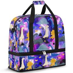 Star Travel Duffle Bag for Women Men Galaxy Star Dinosaur Weekend Overnight Bags Foldable Wet Separated 47L Tote Bag for Sports Gym Yoga, farbe, 47 L, Taschen-Organizer von WowPrint