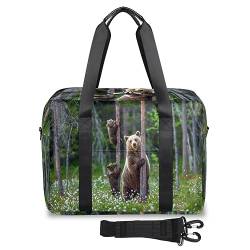 Summer Forest Brown Bear Travel Duffle Bag for Women Men Bear Animals Weekend Overnight Bags 32L Large Holdall Tote Cabin Bag for Sports Gym Yoga, farbe, 32 L, Taschen-Organizer von WowPrint