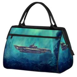 Unterwasser Piraten U-Boot Reisetasche für Damen Herren Kinder Mädchen U-Boot Wochenende Übernachtungstaschen 24 L Reisetasche Tragetasche für Sport Gym Yoga, farbe, (24L) UK, Taschen-Organizer von WowPrint