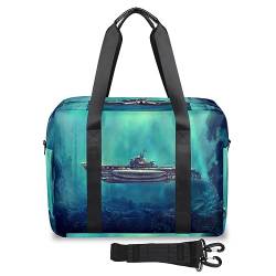 Unterwasser Piraten U-Boot Reisetasche für Damen Herren U-Boot Wochenende Übernachtungstaschen 32 L große Reisetasche Tragetasche für Sport Gym Yoga, farbe, 32 L, Taschen-Organizer von WowPrint