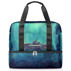 Unterwasser Piraten U-Boot Sport Duffle Bag für Damen Herren Jungen Kirls U-Boot Wochenende Übernachtungstaschen nass getrennt 21L Tragetasche für Reisen Gym Yoga, farbe, 21L, Taschen-Organizer von WowPrint