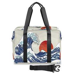 Uralte Japan Wave Reisetasche für Damen und Herren, Japan, Sonne, Wochenende, Übernachtungstaschen, 32 l, große Reisetasche für Sport, Fitnessstudio, Yoga, farbe, 32 L, Taschen-Organizer von WowPrint