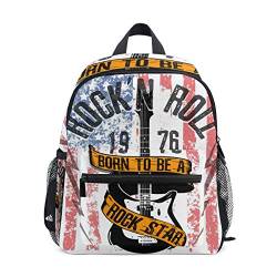 WowPrint Rock and Roll Kinder-Rucksack mit E-Gitarre, Kindergarten, Vorschultasche für Kleinkinder, Mädchen, Jungen, mehrfarbig, Einheitsgröße von WowPrint