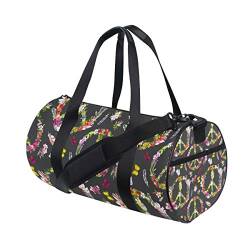 WowPrint Sporttasche, Motiv: Blumen, Friedenszeichen, wasserdicht, Handtasche, Yoga-Tasche, Schultertasche, Wochenendtasche, Reisetasche, Reisetasche für Erwachsene, Männer, Frauen, Unisex, von WowPrint