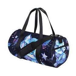 WowPrint Sporttasche, Motiv: Galaxie, Weltraum, niedliche Katze, wasserdicht, Handtasche, Yoga-Tasche, Schultertasche, Wochenendtasche, Reisetasche, Reisetasche für Erwachsene, Männer, Frauen, Unisex, von WowPrint