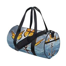 WowPrint Sporttasche, Motiv: Ozean, Anker, Schmetterling, wasserdicht, Handtasche, Yoga-Tasche, Schultertasche, Wochenendtasche, Reisetasche, Reisetasche für Erwachsene, Männer, Frauen, Unisex, von WowPrint