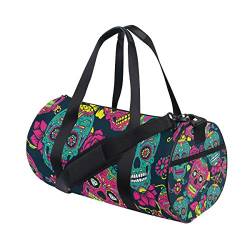 WowPrint Sporttasche, Motiv: Totenkopf, Tag der Toten, wasserdicht, Handtasche, Yoga-Tasche, Schultertasche, Wochenendtasche, Reisetasche, Reisetasche für Erwachsene, Männer, Frauen, Unisex, von WowPrint