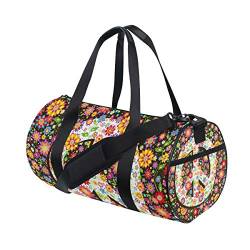 WowPrint Sporttasche, Peace-Zeichen, Blume, wasserdicht, Handtasche, Yoga-Tasche, Schultertasche, Wochenendtasche, Reisetasche, Reisetasche für Erwachsene, Männer, Frauen, Unisex, mehrfarbig, von WowPrint