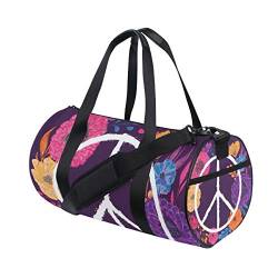 WowPrint Sporttasche, Peace-Zeichen, Blume, wasserdicht, Handtasche, Yoga-Tasche, Schultertasche, Wochenendtasche, Reisetasche, Reisetasche für Erwachsene, Männer, Frauen, Unisex, mehrfarbig, von WowPrint