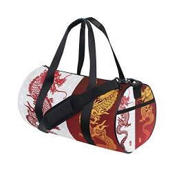 WowPrint Sporttasche, chinesischer Drache, Tier, Dinosaurier, wasserdicht, Handtasche, Yoga-Tasche, Schultertasche, Wochenendtasche, Reisetasche, Reisetasche für Erwachsene, Männer, Frauen, Unisex, von WowPrint