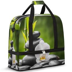 Zen Orchid Bambus Reisetasche für Damen Herren Japan Zen Wochenende Übernachtung Taschen Faltbar Nass Getrennt 47L Tragetasche für Sport Gym Yoga, farbe, 47 L, Taschen-Organizer von WowPrint