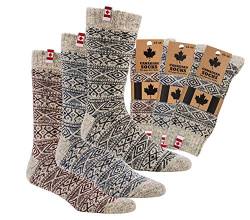 1 Paar"Canadian Socks" THERMO-Wollsocken Norweger Socken Damen Herren Kinder (39/42, natur-schwarz) von Wowerat