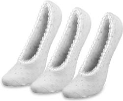 3 oder 6 Füßlinge mit Spitze - Sneakersocken Farbe 3 Paar Füßlinge mit Spitzenrand Weiß Größe 39/42 von Wowerat