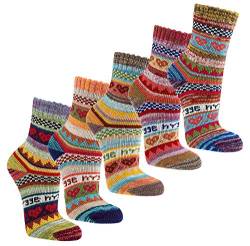 3 oder 6 Paar bunte Norweger Socken Baumwolle mit schönem Muster"Hygge" Socken (6, 39/42) von Wowerat